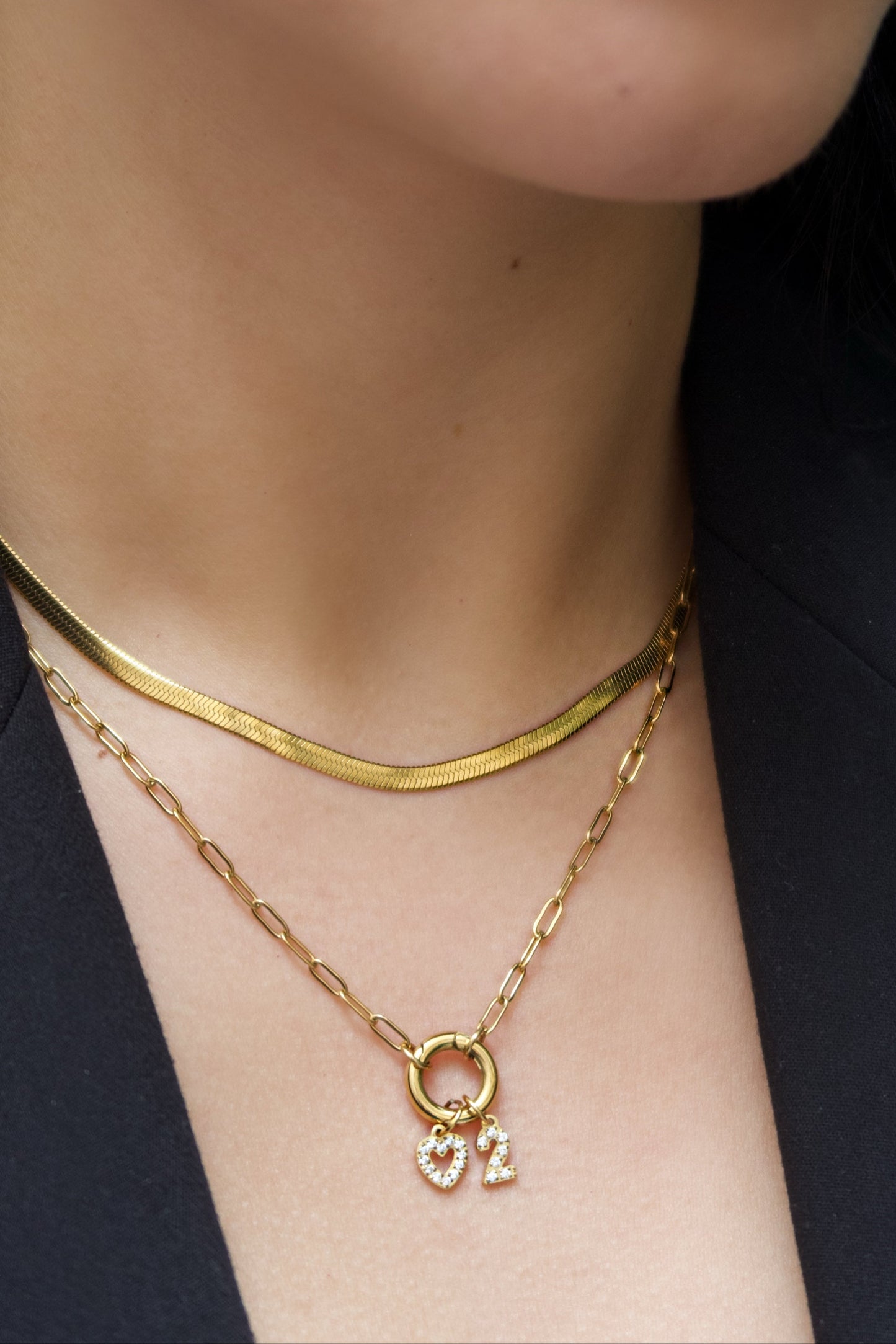 Сет от колиета със змийска и paperclip плетки.