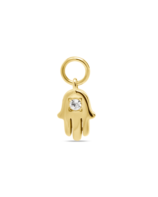 Висулка Hamsa с 18K златно покритие и цирконий – амулет за защита и позитивна енергия.