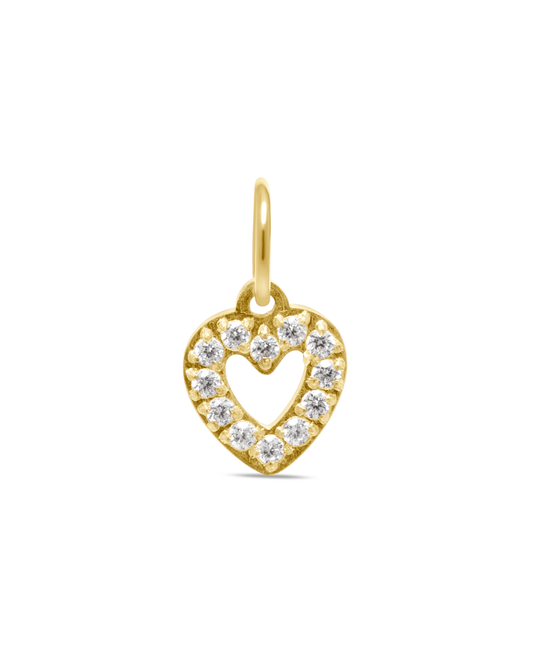 Висулка Juliette – сърце от медицинска стомана с 18K златно покритие и цирконии, символ на нежност и любов.