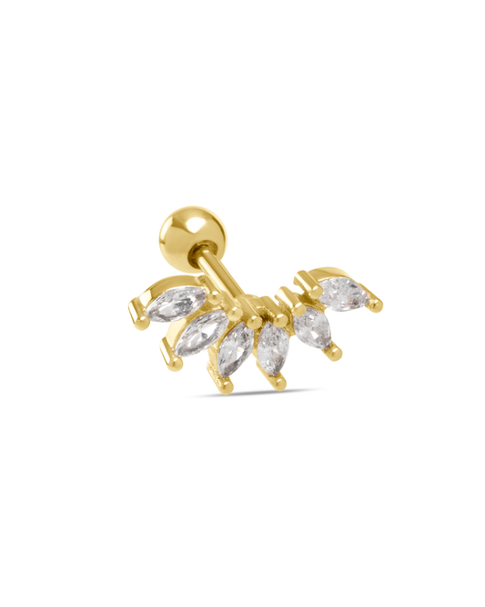 Обеци Kiara Crown от медицинска стомана с 18K златно покритие и цирконии. С форма, подобна на корона.